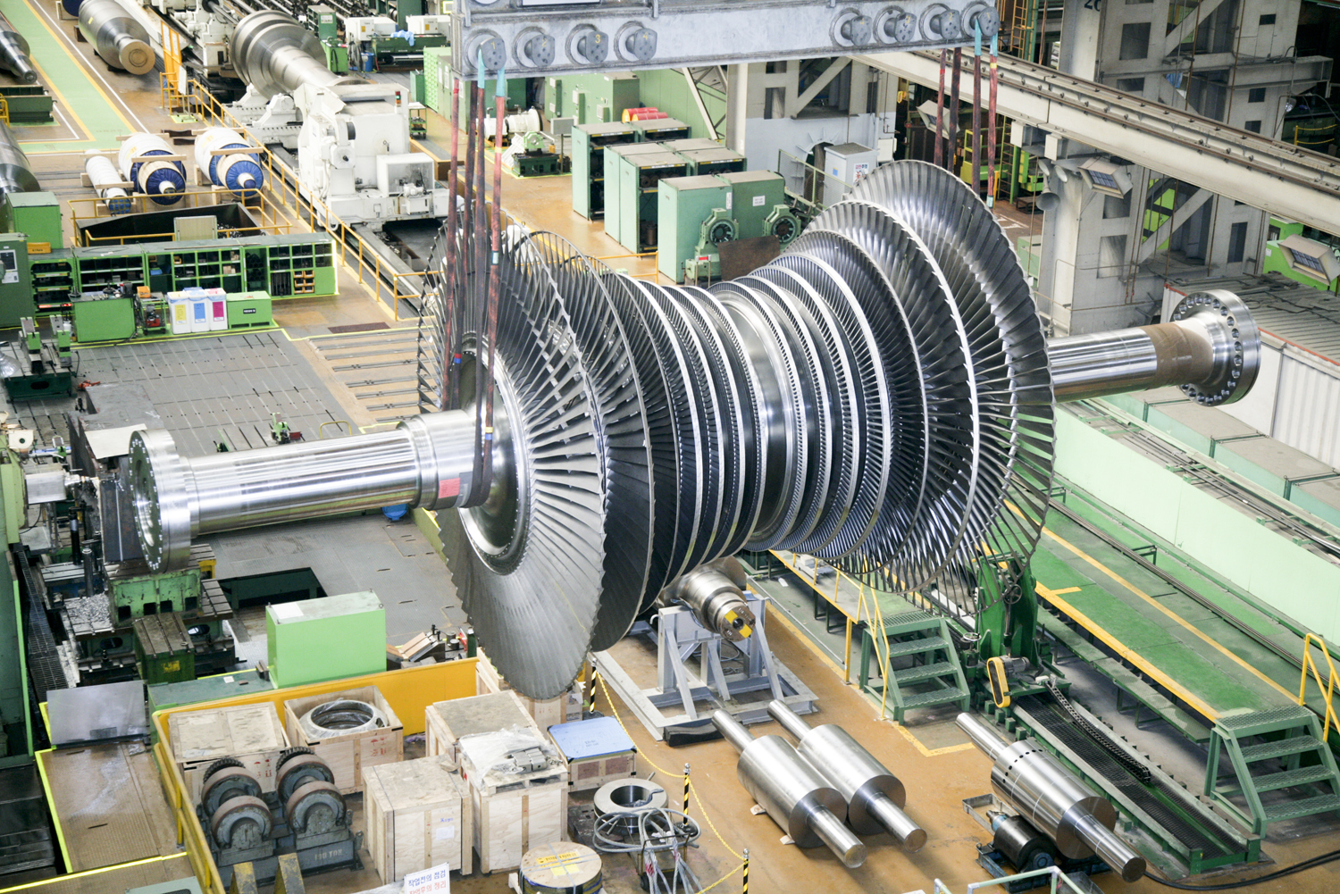 ▲ Steam turbine being manufactured by Doosan Enerbility