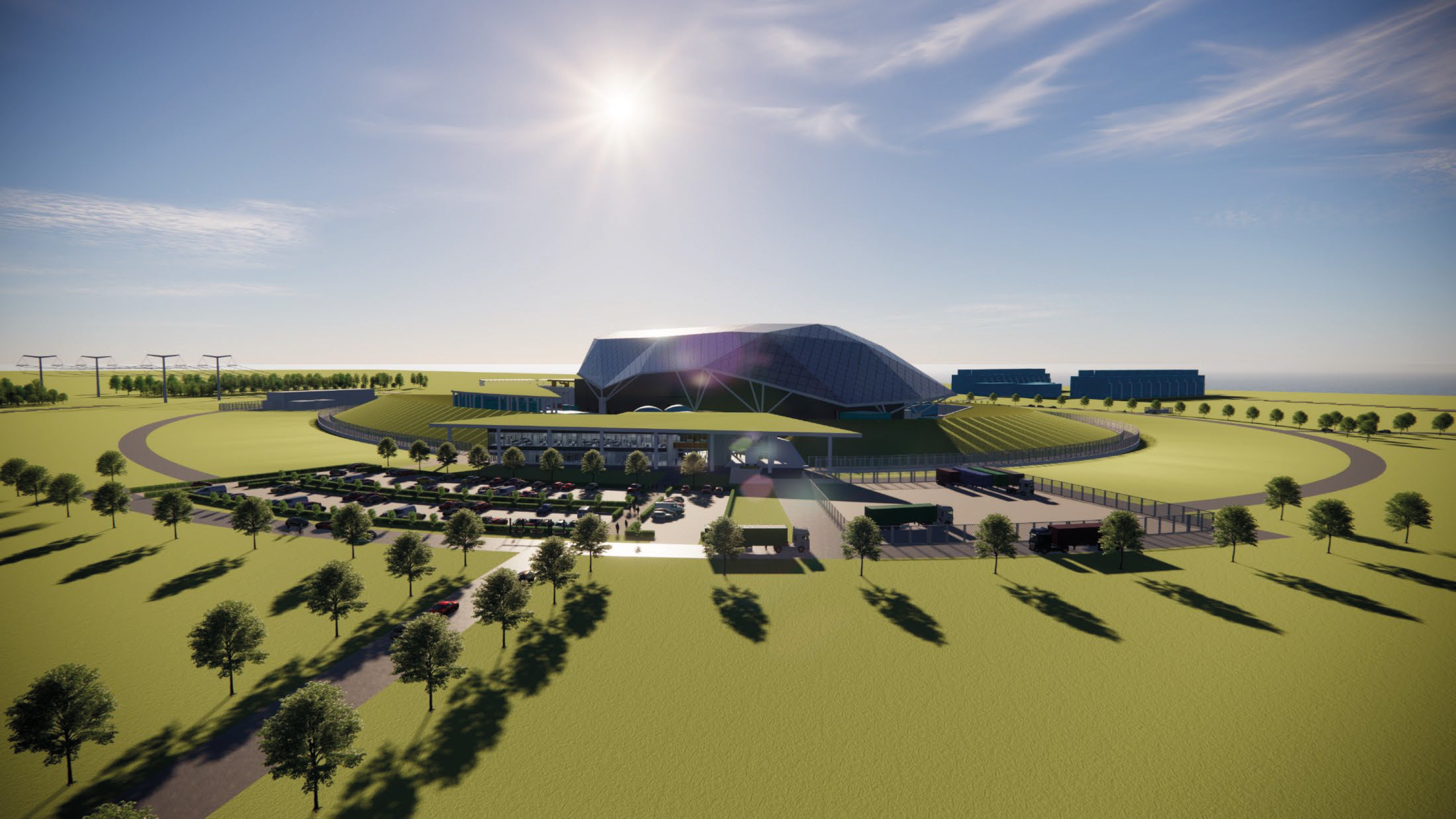 ▲ Virtual aerial view of SMR plant under development by Rolls-Royce SMR